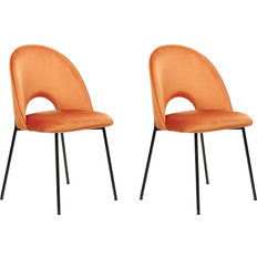 Arancione sedie da Cucina Beliani Set of 2 Velvet Retro Glam Covelo Kitchen Chair