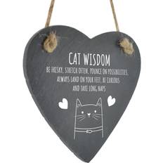 Grey Wall Decor Happy Larry Cat Wisdom Heart Slate Wall Decor