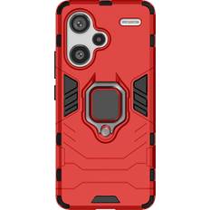 Avizar Coque pour Xiaomi Redmi Note 13 Pro Plus Bi-matière Antichoc Anneau Support Rouge