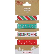 Red Gift Wrap Ribbons Pack of 4 Festive Ribbon Red