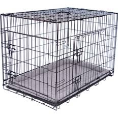 Pretty Pooch Dog Cage Training Crate Metal Folding Carrier Tray & Bed XXL