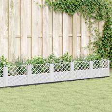 Macetas, Plantas y Cultivo vidaXL Jardinera Con Clavijas PP Blanco 363,5 x 43,5 x 43,5 cm