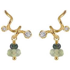 Rabinovich Twist with Surface Earrings - Gold/Quartz/Tourmaline/Transparent