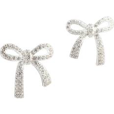 Aqua Dulce Elegant Bow Ear Studs - Silver/Transparent