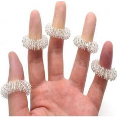 HOD Health 20Pcs Finger Massage Ring Acupuncture Care Acupressure Massager Silver