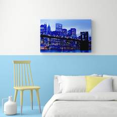 East Urban Home 'Brooklyn Bridge Blue Hue' Framed Art