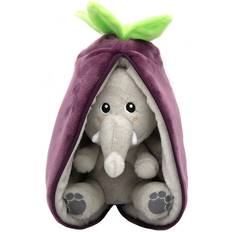 Les Déglingos Veggie Serie elefant/aubergine sammet godispuff elefant vändbar gömställe mjuk plysch för spädbarn idéer för födelse