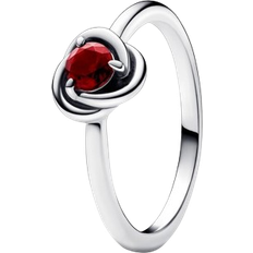 Plata Anillos Pandora January Eternity Circle Ring - Silver/Red