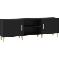 Natural TV Benches vidaXL Engineered Wood Black TV Bench 150x50cm