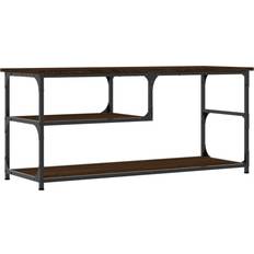 Steel TV Benches vidaXL Engineered Wood Brown Oak TV Bench 103x46.5cm