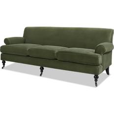 Jennifer Taylor Alana Olive Green Performance Velvet Sofa 88" 3 Seater