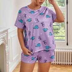 Shein Pajamas Shein Plus Paw Dinosaur Print PJ Set