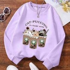 Sweatshirts Shein Tween Girl Cartoon And Slogan Graphic Sweatshirt