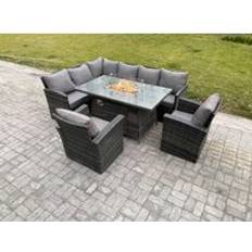 Fimous Rattan Garden High Back Corner Outdoor Lounge Set