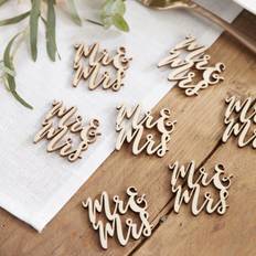 Beige Party Decorations Ginger Ray Mr & Mrs Scripted Wooden Table Confetti Wedding Decoration Beautiful Botanics