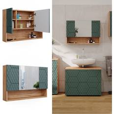 Verde Mobiletti con Specchio per Bagno VICCO Mobile Da Bagno Con Specchio Irma 80.1 x 55 cm