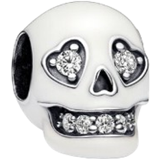 Pandora Glow In The Dark Sparkling Skull Charm - Silver/Transparent