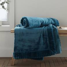 Catherine Lansfield Velvet And Faux Fur Soft Coperta Blu (200x150cm)