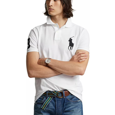 Slim Polo Shirts Polo Ralph Lauren Custom Slim Fit Big Pony Mesh Polo Shirt - White