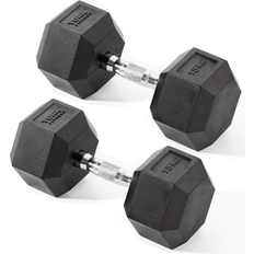 York Fitness Rubber Hex Dumbbells 2 x 15kg