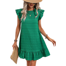 Shein Solid Ruffle Hem Smock Dress