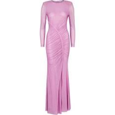 Self-Portrait Rhinestone Mesh Maxi Dress - Pink