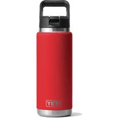 Serving Yeti Rambler with Straw Cap Rescue Red Water Bottle 26fl oz