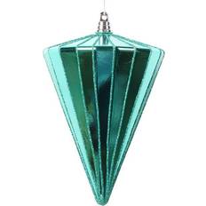 Polystyrene Christmas Decorations Shiny Cone Teal Christmas Tree Ornament 15.2cm 3pcs