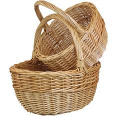 RED HAMPER Buff Oval Wicker Shopper Natural Basket 22cm 2pcs