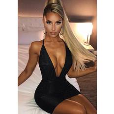 Womens boutique Vixen Glam Boutique Tara Plunging Sparkly Mini Dress