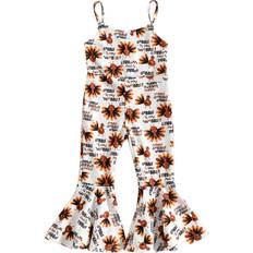 Girls - White Jumpsuits Jxxiatang Thanksgiving Sling Straps High Waist Jumpsuit - White