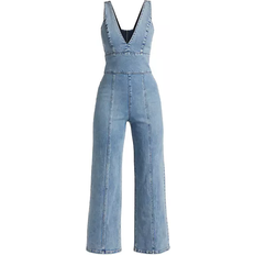 Alice + Olivia Sandra Deep V-Neck Jumpsuit - Sullivan Vintage Blue