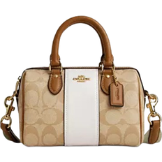 Coach Mini Rowan Crossbody In Signature Canvas With Stripe - Im/Light Khaki/Chalk Lt Saddle