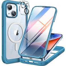 Magnetic for iPhone 15 6.1-Inch, Full Body Bumper Clear Back Cover Compatible with Magsafe and Built-in 9H