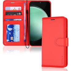 TechGear [Leather Wallet Case] Protective Cover with Cash & Card Holder, Stand and Wrist Strap For Samsung Galaxy S23 FE 5G