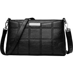 Ishowtienda Checkered Crossbody Bag - Black