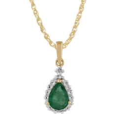 Gemondo Classic Pear Pendant - Gold/Emerald/Diamond