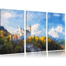 East Urban Home Neuschwanstein Castle in Autumn Multicolor Bild 40x80cm 3Stk.