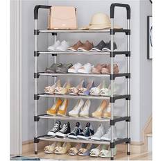 Living and Home 6 Tiers Stainless Steel/Black Shoe Rack 60x110cm