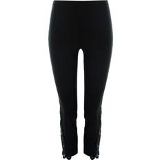 Lace Insert Crop Stretch Trousers - Black