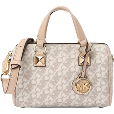 Michael Kors Beige Taschen Michael Kors Grayson Small Empire Signature Logo Duffel Crossbody Bag - Vanilla