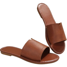 Shein Women's Casual Flat Slippers, Spring/Summer Open Toe Slip-Resistant Slippers, Simple Indoor/Outdoor Beach Sandals