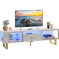 Bestier Modern Entertainment Center White/Gold TV Bench 70.1x19.1"