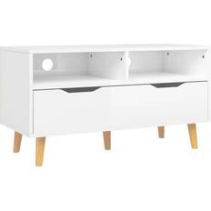 vidaXL 326783 White High Gloss TV Bench 35.4x19.1"