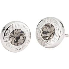 Grey Earrings Coach Open Circle Stone Stud Earrings - Silver/Grey