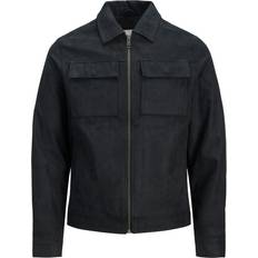 Jack & Jones Rocky Payton Faux Leather Jacket - Black/Jet Black