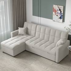 Magic Home Wide Sectional Couch Pull-Out Light Grey Sofa 82" 3 Seater