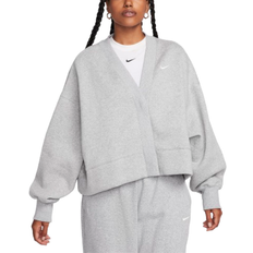 Nike Cotton Cardigans Nike Sportswear Phoenix Fleece Women's Over-Oversized Cardigan - Dark Grey Heather/Sail