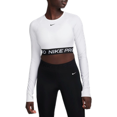 Nike Pro Women's Dri-FIT Cropped Long-Sleeve Top - White/Black