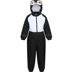 12-18M Tute da Pioggia Regatta Kid's Mudplay III Waterproof Puddle Suit - Black Penguin